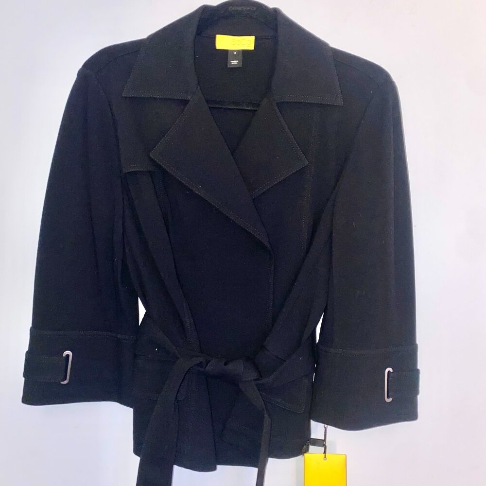 Women's Black Belted Trench Coat Jacket